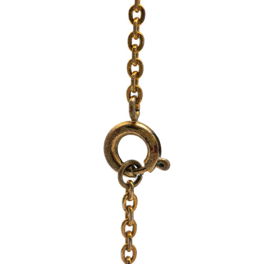 Pre Loved chanel Clover Crystal Pendant Necklace Women Gold Necklaces - Picture 4 of 5